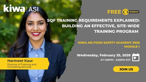 Module 1 SQF Training Requirements Explained Building an Effective, Site-Wide Training Program Kiwa ASI